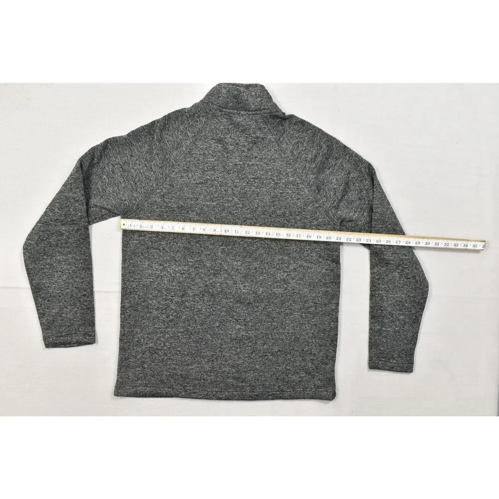 Eddie Bauer Men's Size M Gray Heather Fleece 1/4 Zip Pullover Sweater Chest Pock - Picture 2 of 8